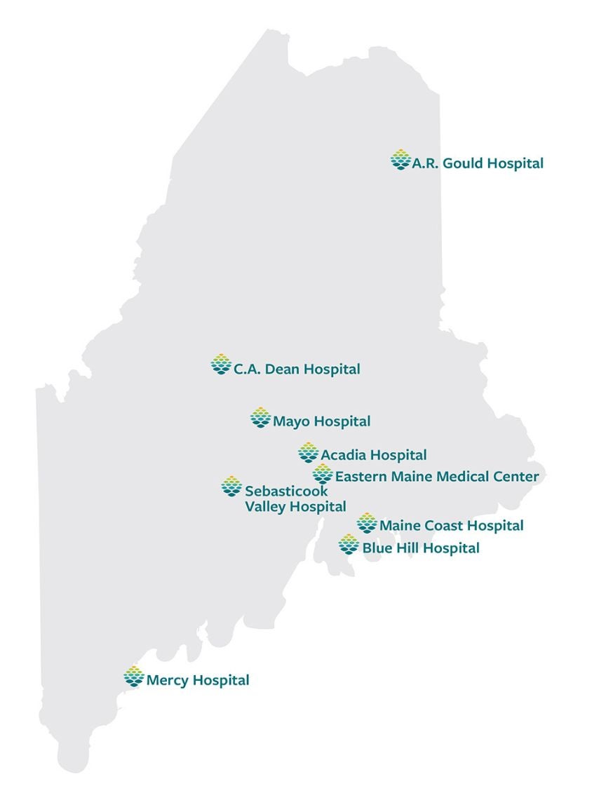 Map of Northern Light hospital locations
